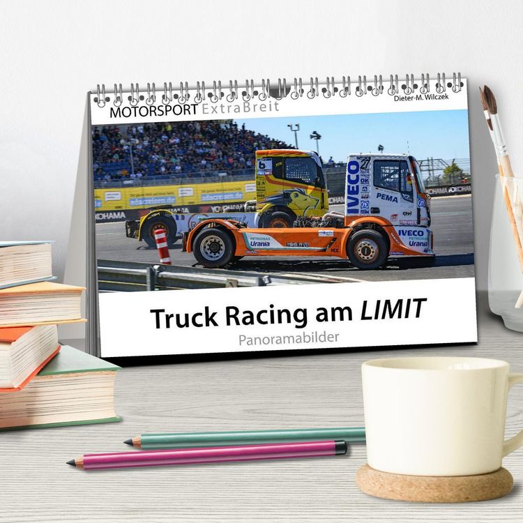 Produktbild: Truck Racing am LIMIT - Panoramabilder (Tischkalender 2026 DIN A5 quer), CALVENDO Monatskalender