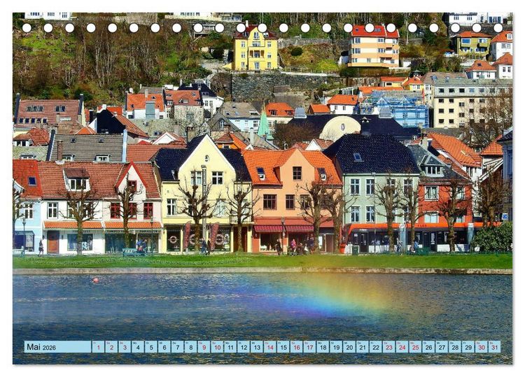 Produktbild: Wundersch&ouml;nes Bergen. Norwegens Tor zum Fjordland (Tischkalender 2026 DIN A5 quer), CALVENDO Monatskalender