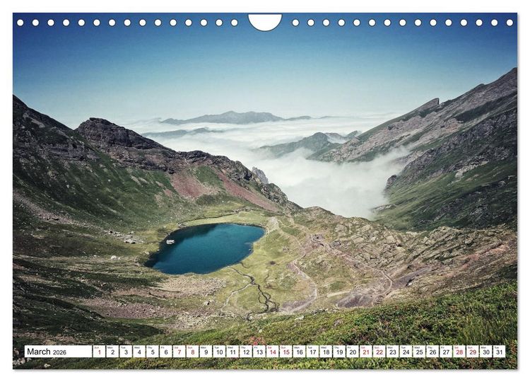Produktbild: Hiking the GR 10 A long distance trail through the French Pyrenees (Wall Calendar 2026 DIN A4 landscape), CALVENDO 12 Month Wall Calendar