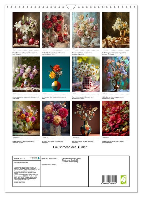 Produktbild: Die Sprache der Blumen (Wandkalender 2026 DIN A3 hoch), CALVENDO Monatskalender
