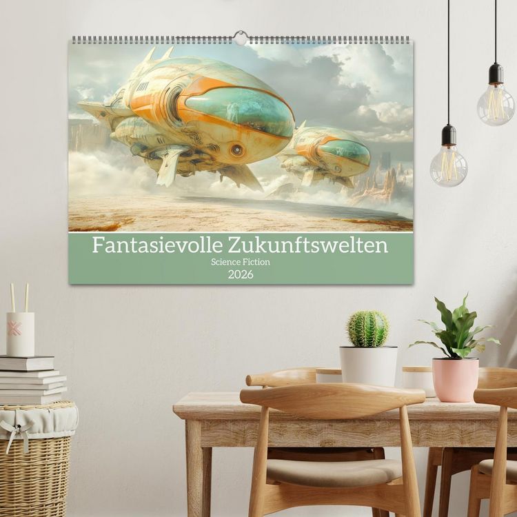 Produktbild: Fantasievolle Zukunftswelten - Science Fiction (Wandkalender 2026 DIN A2 quer), CALVENDO Monatskalender