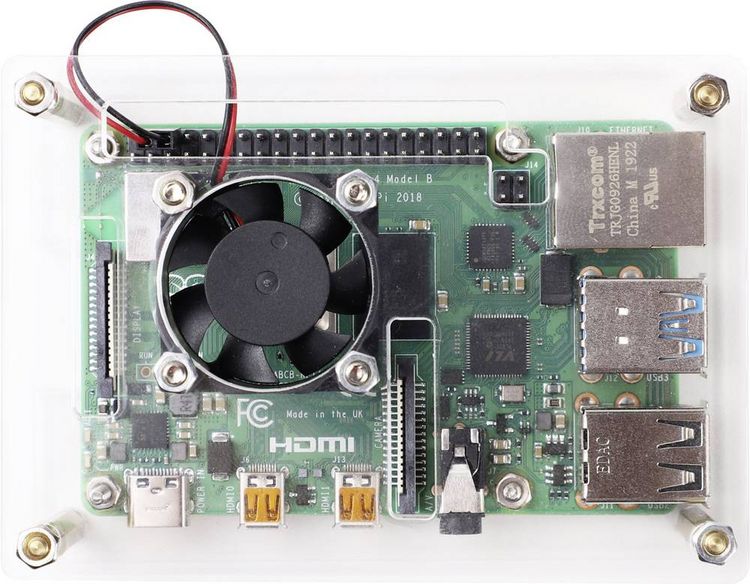 Produktbild: Renkforce RBP-PLC100 SBC-Geh&auml;use Passend f&uuml;r (Entwicklungskits): Raspberry Pi&reg;, Banana Pi, Rock Pi inkl. aktiven K&uuml;hler Transparent