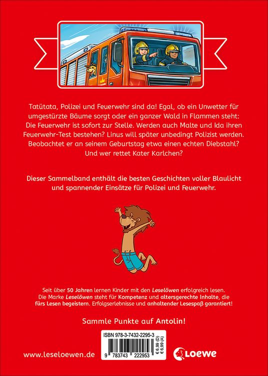 Produktbild: Die sch&ouml;nsten Lesel&ouml;wen-Geschichten zum Lesenlernen - Polizei und Feuerwehr