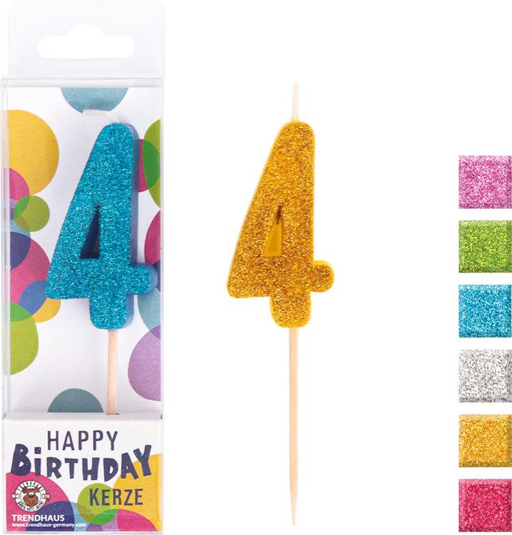 Produktbild: TRENDHAUS&reg; Zahlenkerzen Birthday Fun Glitter Mini, 4