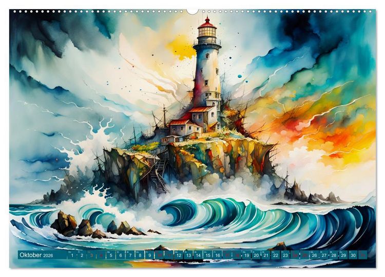 Produktbild: Einsame W&auml;chter Leuchtt&uuml;rme (hochwertiger Premium Wandkalender 2026 DIN A2 quer), Kunstdruck in Hochglanz