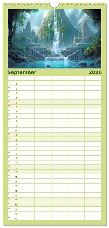 Produktbild: Familienplaner 2026 - Ruinen versunkener Kulturen - Fantasiebilder mit 5 Spalten (Wandkalender, 21 x 45 cm) CALVENDO