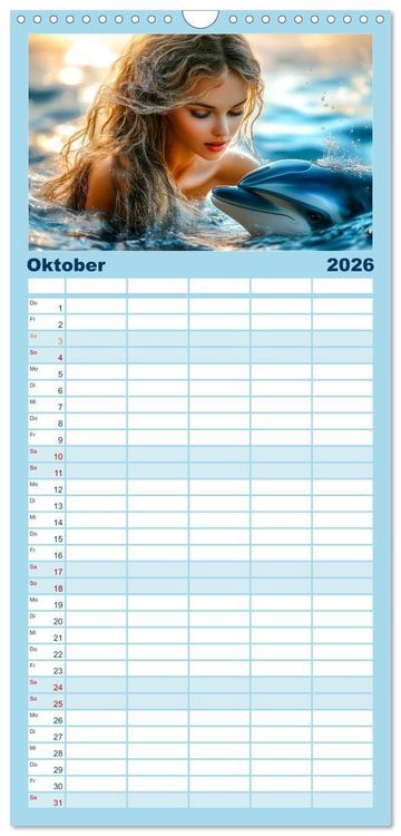 Produktbild: Familienplaner 2026 - Geheimnisvolle Meerjungfrau mit 5 Spalten (Wandkalender, 21 x 45 cm) CALVENDO