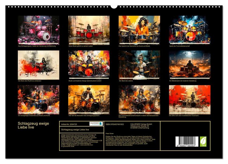 Produktbild: Schlagzeug ewige Liebe live (hochwertiger Premium Wandkalender 2026 DIN A2 quer), Kunstdruck in Hochglanz