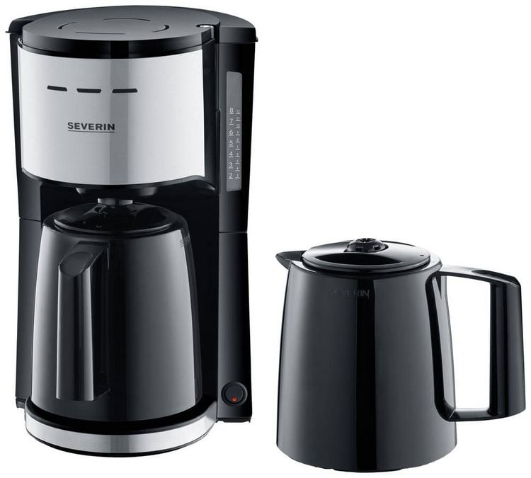 Produktbild: Severin KA 9308 Kaffeemaschine Edelstahl (geb&uuml;rstet), Schwarz Fassungsverm&ouml;gen Tassen=8 Isolierkanne