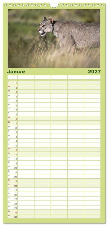 Produktbild: Familienplaner 2027 - Wildlife S&uuml;damerika mit 5 Spalten (Wandkalender, 21 x 45 cm) CALVENDO