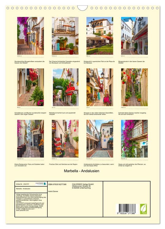 Produktbild: Marbella - Andalusien (Wandkalender 2026 DIN A3 hoch), CALVENDO Monatskalender
