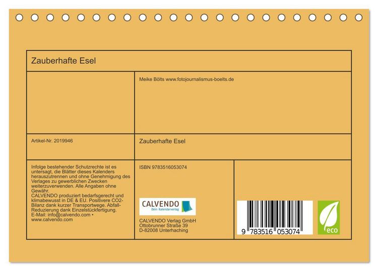 Produktbild: Zauberhafte Esel (Tischkalender 2026 DIN A5 quer), CALVENDO Monatskalender