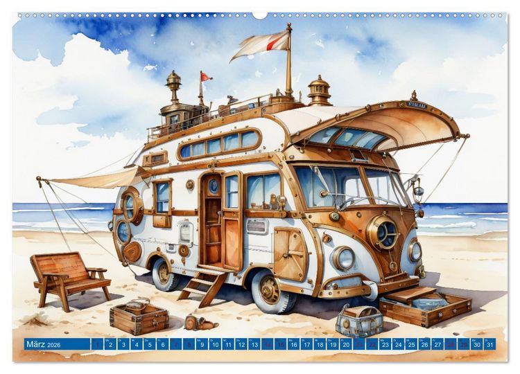 Produktbild: Steampunk Wohnmobile (Wandkalender 2026 DIN A2 quer), CALVENDO Monatskalender