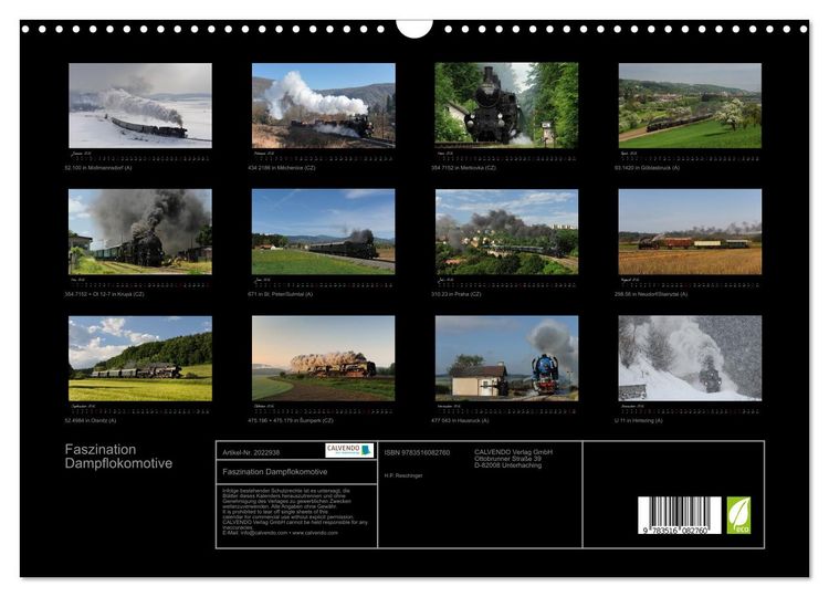 Produktbild: Faszination Dampflokomotive (Wandkalender 2026 DIN A3 quer), CALVENDO Monatskalender