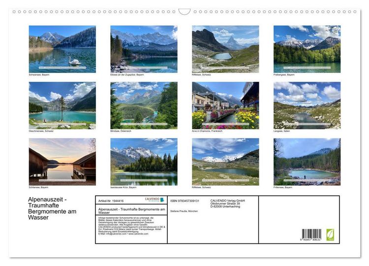 Produktbild: Alpenauszeit - Traumhafte Bergmomente am Wasser (Wandkalender 2026 DIN A2 quer), CALVENDO Monatskalender