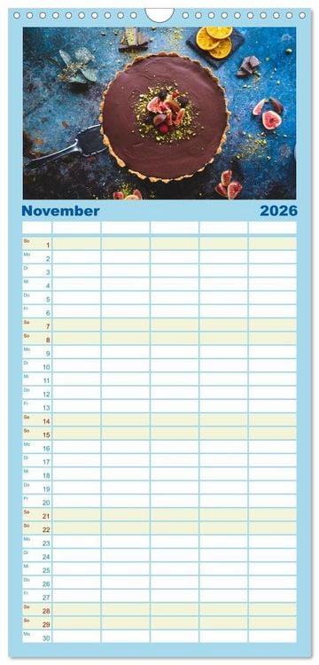 Produktbild: Familienplaner 2026 - K&ouml;stliche Kuchen mit 5 Spalten (Wandkalender, 21 x 45 cm) CALVENDO