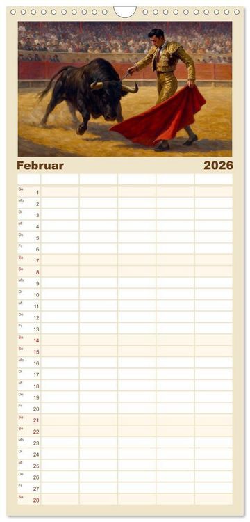 Produktbild: Familienplaner 2026 - Ernest Hemingway mit 5 Spalten (Wandkalender, 21 x 45 cm) CALVENDO