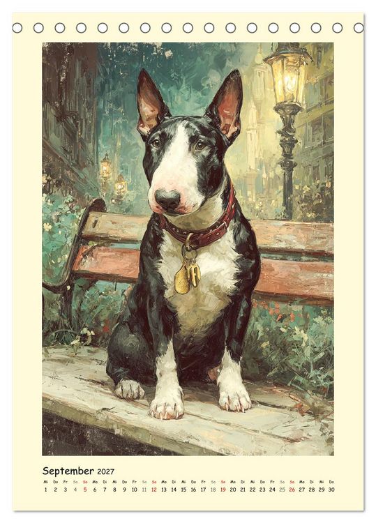 Produktbild: Gentlemen auf Pfoten. Der Bullterrier im k&uuml;nstlerischen Vintage-Stil (Tischkalender 2027 DIN A5 hoch), CALVENDO Monatskalender