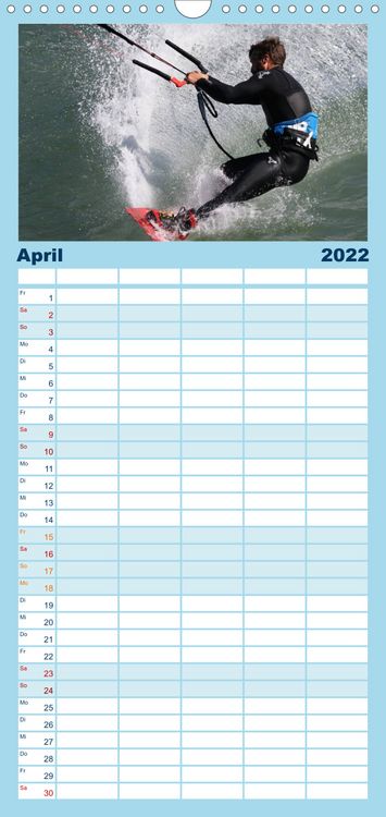 Produktbild: Familienplaner Kitesurfen - Wind und Wellen (Wandkalender 2022 , 21 cm x 45 cm, hoch)
