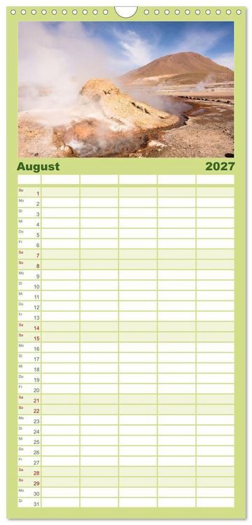 Produktbild: Familienplaner 2027 - Chile - Facetten landschaftlicher Vielfalt mit 5 Spalten (Wandkalender, 21 x 45 cm) CALVENDO