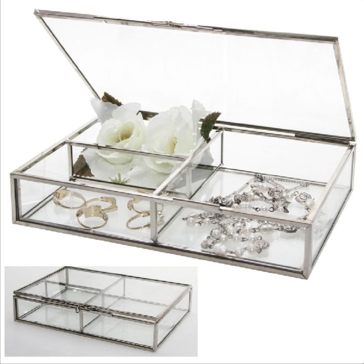 Produktbild: Sammelvitrinen Echtglas mit Metallkanten Silber/Messing