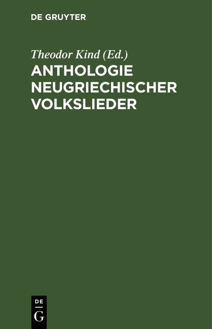 Produktbild: Anthologie neugriechischer Volkslieder