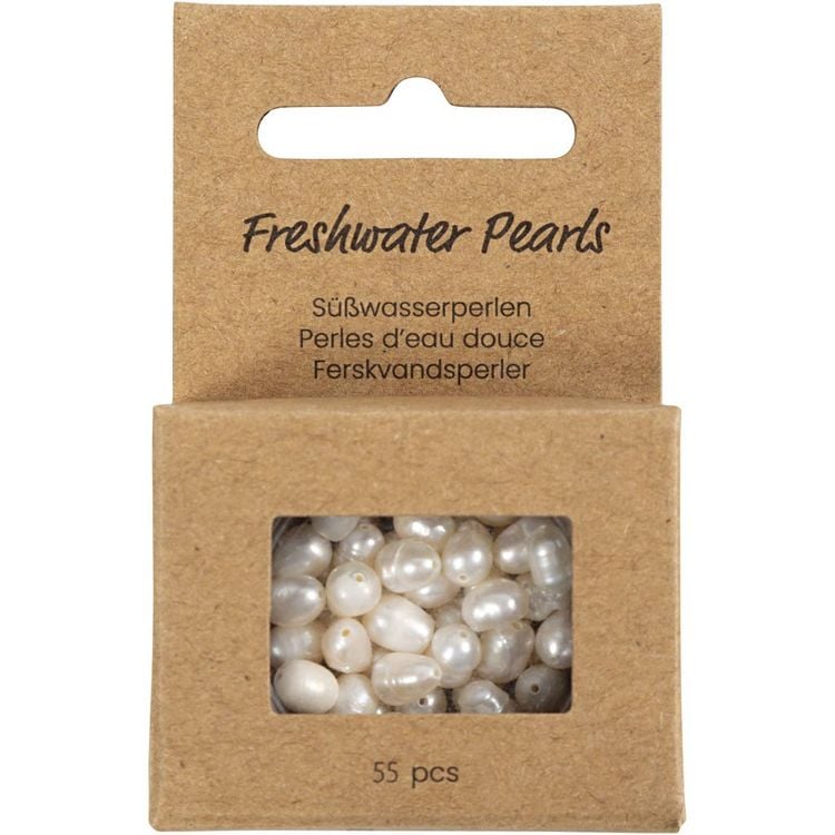 Produktbild: Creativ Company S&uuml;&szlig;wasserperlen, Quer perforiert, D 4-6 mm, Lochgr&ouml;&szlig;e 1 mm, Perlmutt, 55 Stk
