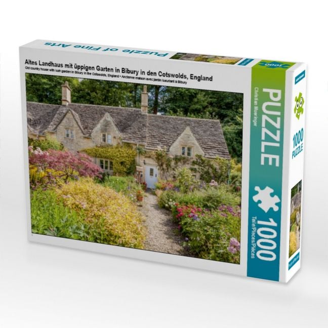 Produktbild: CALVENDO Puzzle Altes Landhaus mit &uuml;ppigen Garten in Bibury | 1000 Teile Lege-Gr&ouml;&szlig;e 64x48cm Foto-Puzzle f&uuml;r gl&uuml;ckliche Stunden