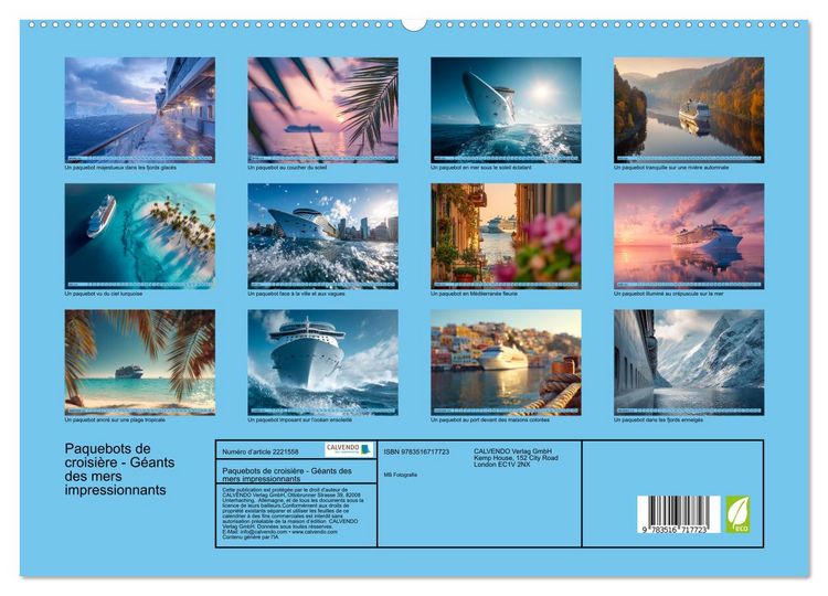 Produktbild: Paquebots de croisi&egrave;re - G&eacute;ants des mers impressionnants (Calendrier mural 2026 DIN A2 vertical) calendrier de bureau