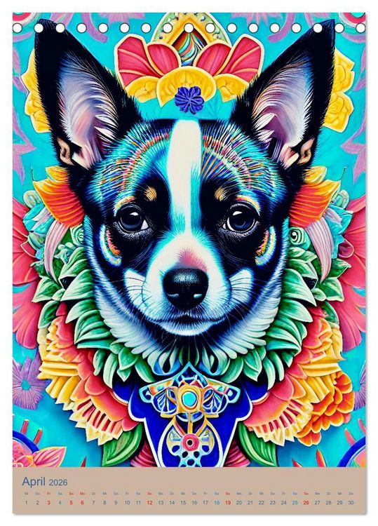 Produktbild: Chihuahuas. Kunstvolle Portr&auml;ts der kleinen Hunde (Tischkalender 2026 DIN A5 hoch), CALVENDO Monatskalender