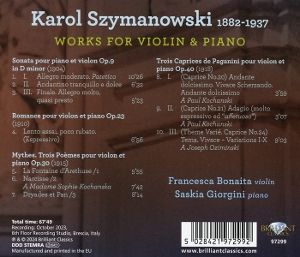 Produktbild: Szymanowski:Works For Violin & Piano