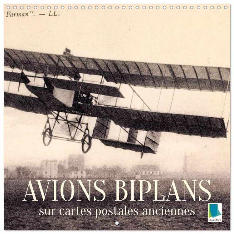 Produktbild: Avions biplans sur cartes postales anciennes (Calendrier mural carr&eacute; 2026 30x30 cm) Calendrier double avec une page pour vos prises de notes
