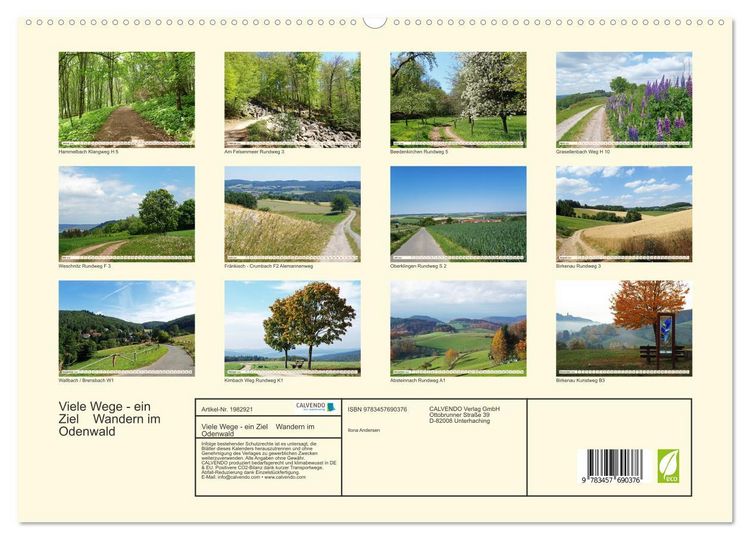 Produktbild: Viele Wege - ein Ziel Wandern im Odenwald (hochwertiger Premium Wandkalender 2026 DIN A2 quer), Kunstdruck in Hochglanz