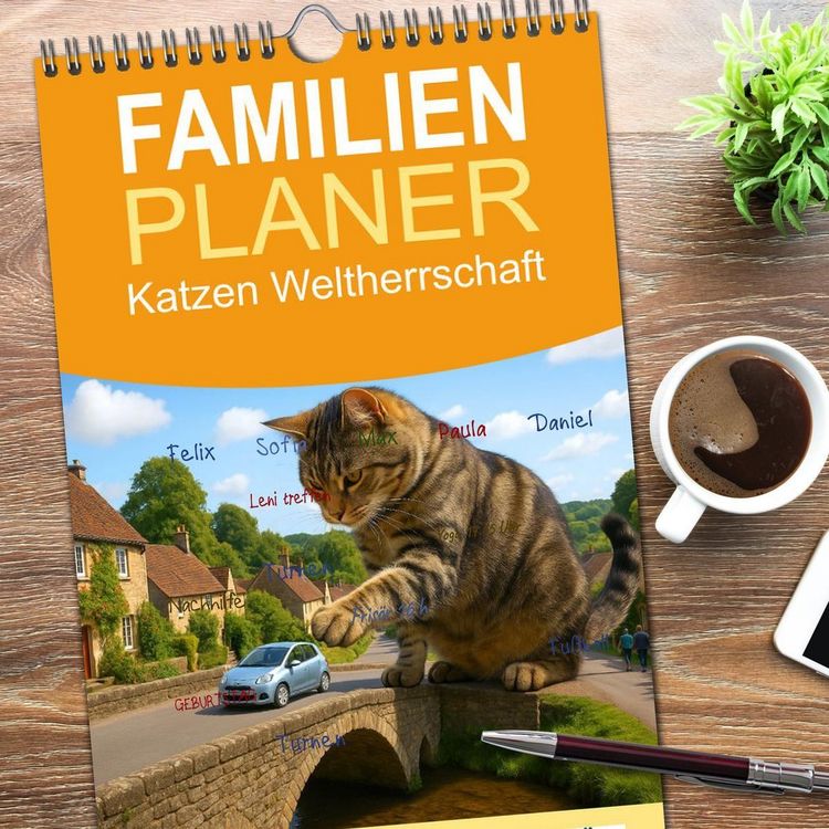 Produktbild: Familienplaner 2026 - Katzen Weltherrschaft mit 5 Spalten (Wandkalender, 21 x 45 cm) CALVENDO