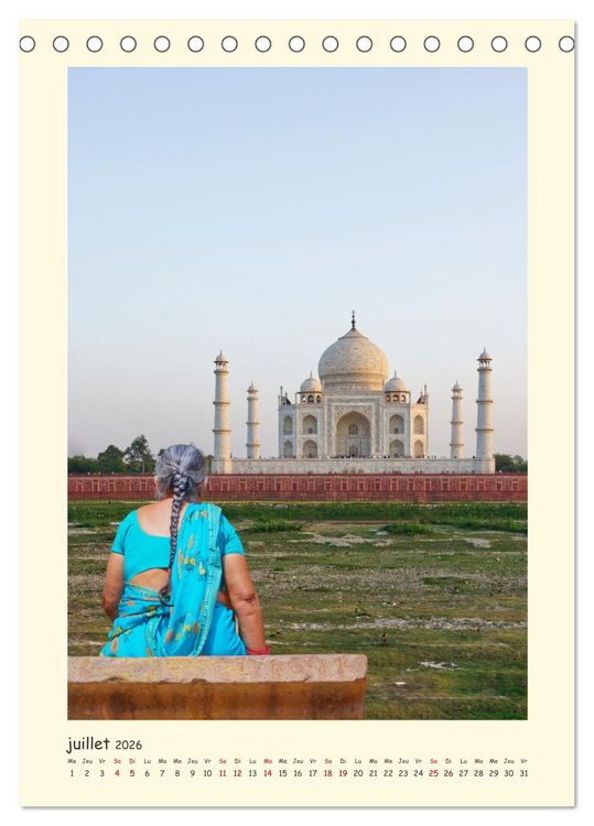 Produktbild: INDE pays aux couleurs &eacute;blouissantes (Calendrier de bureau 2026 DIN A5 horizontal), CALVENDO calendrier mensuel