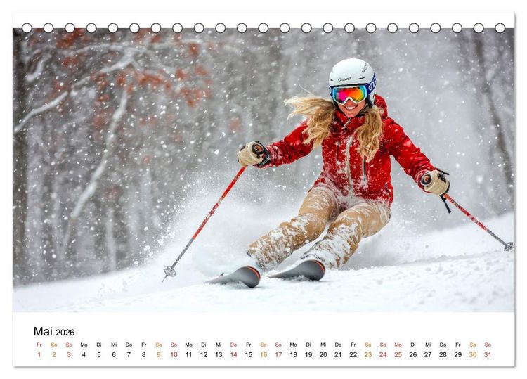 Produktbild: Skifahren - Frauen Power auf der Piste (Tischkalender 2026 DIN A5 quer), CALVENDO Monatskalender