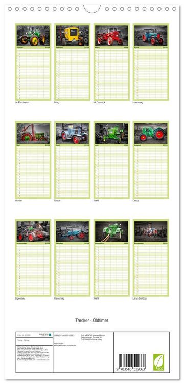 Produktbild: Familienplaner 2026 - Trecker - Oldtimer mit 5 Spalten (Wandkalender, 21 x 45 cm) CALVENDO