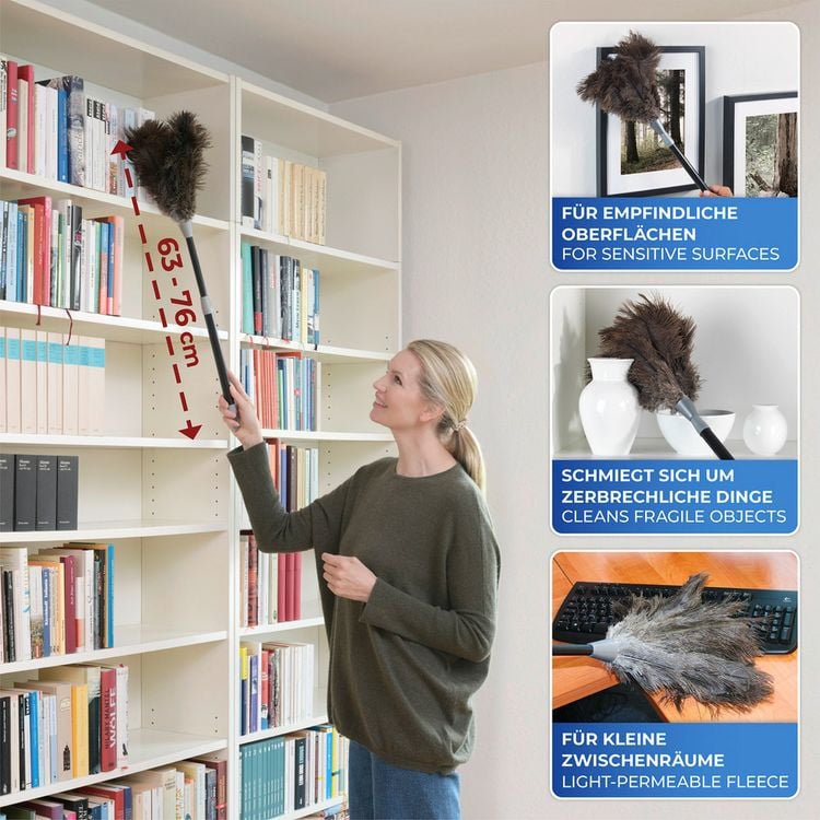 Produktbild: Teleskop Strau&szlig;enfeder Staub-Magnet, Schwarz, aus 100% echten Strau&szlig;enfedern