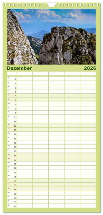 Produktbild: Familienplaner 2026 - Mangfallgebirge mit 5 Spalten (Wandkalender, 21 x 45 cm) CALVENDO