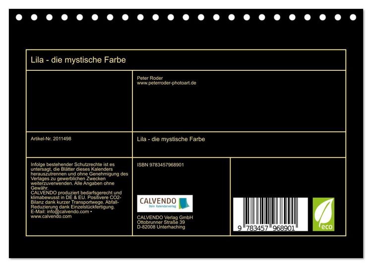 Produktbild: Lila - die mystische Farbe (Tischkalender 2026 DIN A5 quer), CALVENDO Monatskalender