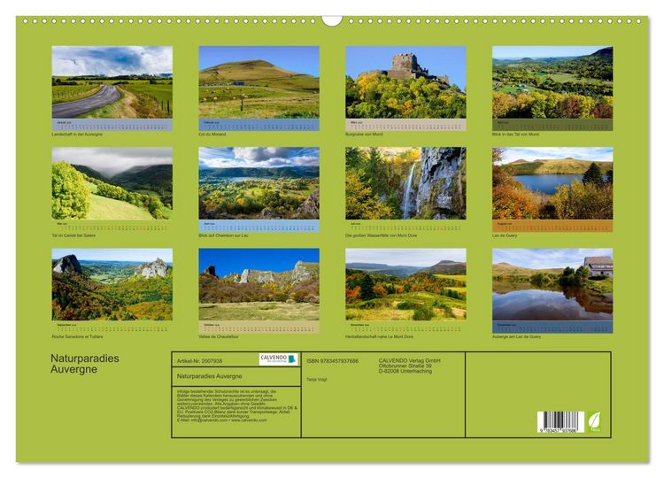 Produktbild: Naturparadies Auvergne (Wandkalender 2026 DIN A2 quer), CALVENDO Monatskalender