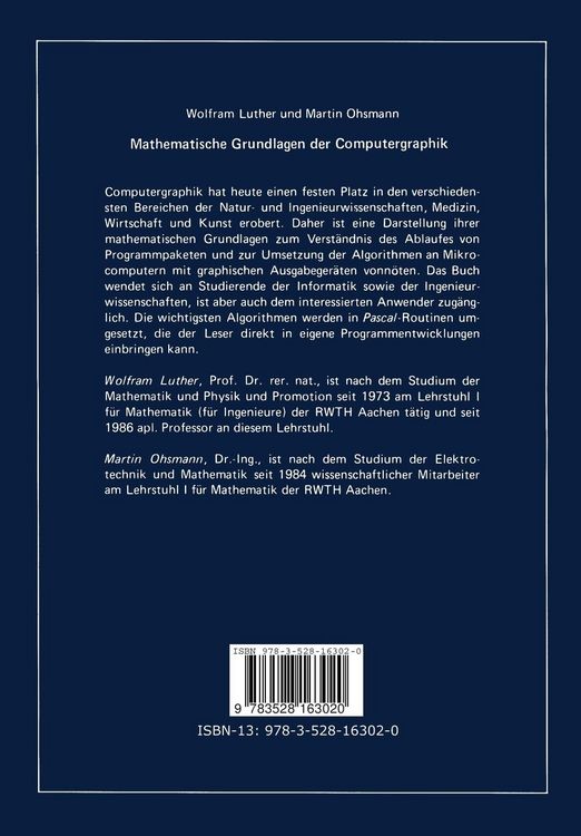 Produktbild: Mathematische Grundlagen der Computergraphik
