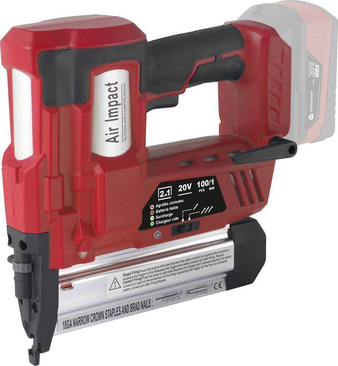 Produktbild: TOOLCRAFT TO-7427298 Akku-Nagler inkl. Akku-Lampe, ohne Akku, ohne Ladeger&auml;t