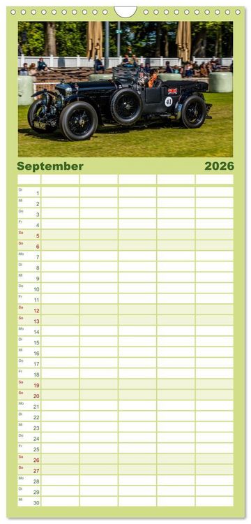 Produktbild: Familienplaner 2026 - Historischer Rennsport - vom Feinsten mit 5 Spalten (Wandkalender, 21 x 45 cm) CALVENDO