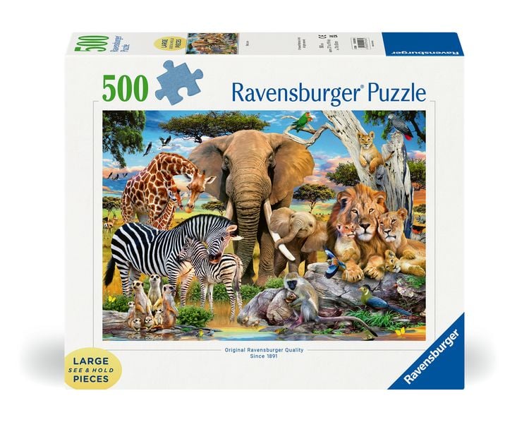 Produktbild: Erwachsenenpuzzle 500 Teile - Wilde Tierbabys - Puzzlespa&szlig; mit gr&ouml;&szlig;eren Puzzleteilen f&uuml;r die ganze Familie