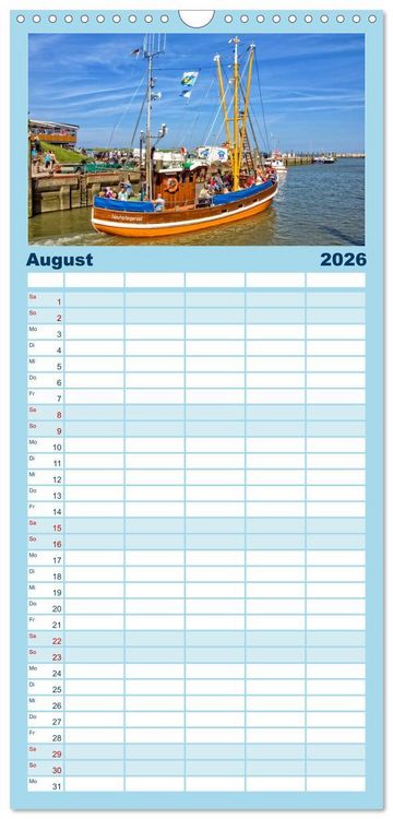 Produktbild: Familienplaner 2026 - Reise an die Nordsee - Neuharlingersiel mit 5 Spalten (Wandkalender, 21 x 45 cm) CALVENDO