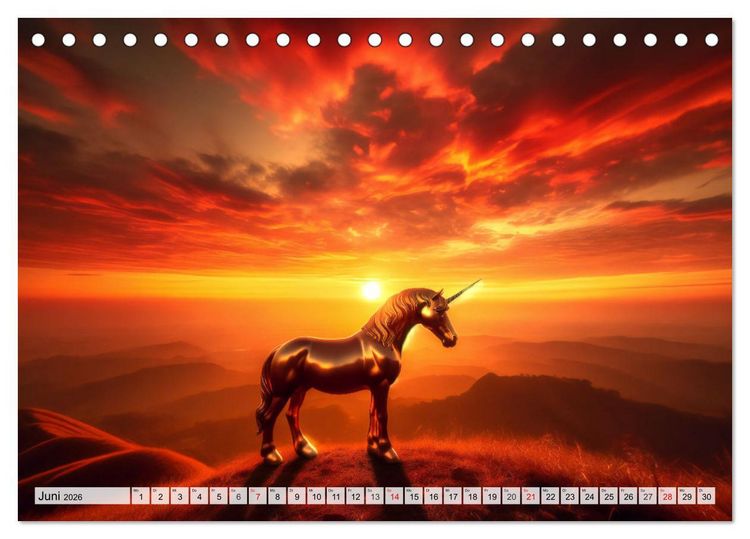Produktbild: Mystische Einh&ouml;rner - Jahreszeiten im Einhornland (Tischkalender 2026 DIN A5 quer), CALVENDO Monatskalender
