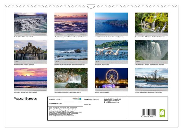 Produktbild: Wasser Europas (Wandkalender 2026 DIN A3 quer), CALVENDO Monatskalender