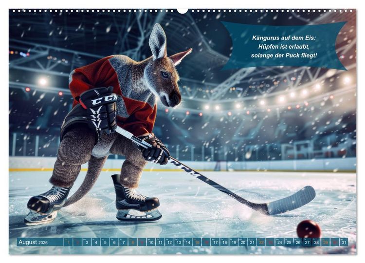 Produktbild: Der tierisch lustige Eishockey Kalender (Wandkalender 2026 DIN A2 quer), CALVENDO Monatskalender