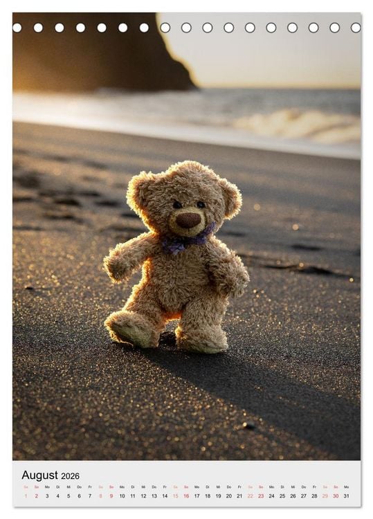 Produktbild: Travelling Teddy in Island (Tischkalender 2026 DIN A5 hoch), CALVENDO Monatskalender